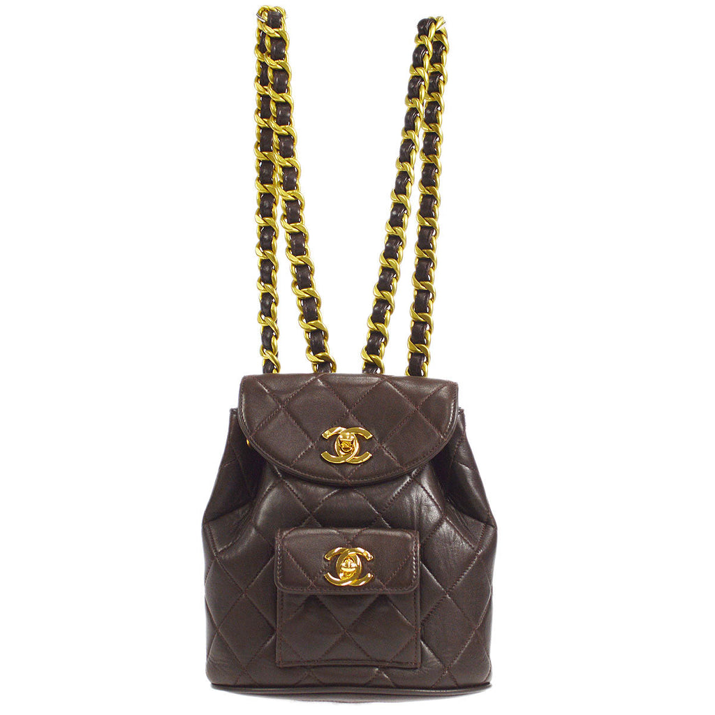 CHANEL * 1991-1994 DUMA Backpack Small Brown Lambskin