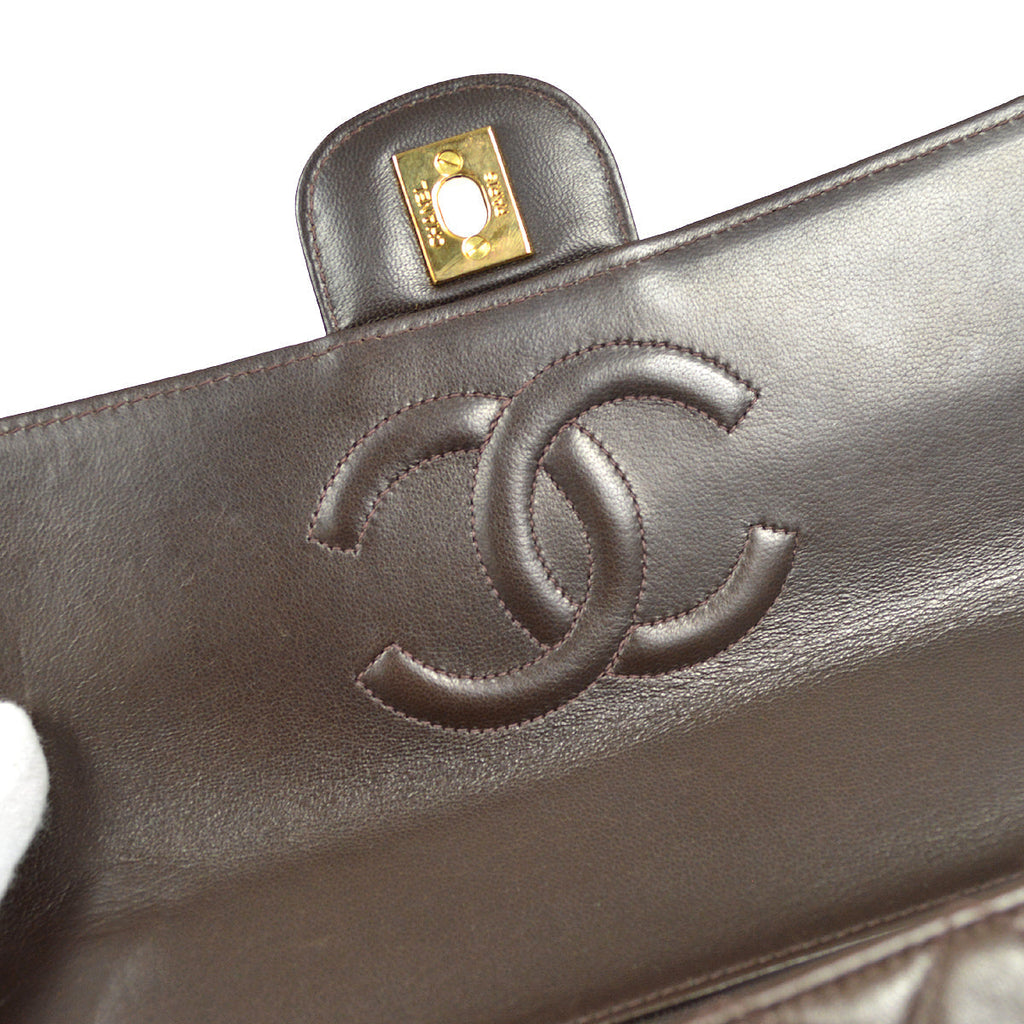 CHANEL Classic Single Flap 2 in 1 Handbag Set Brown Lambskin