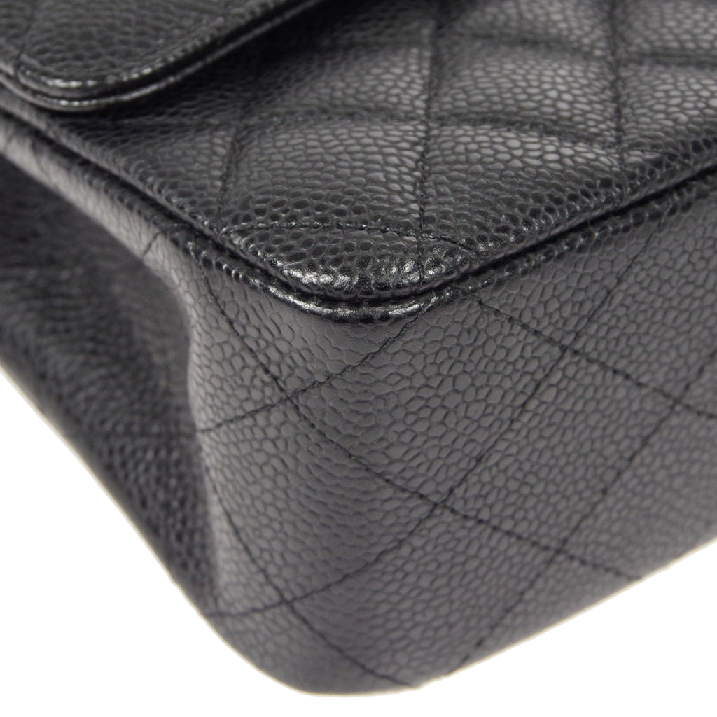 CHANEL Classic Double Flap Medium Shoulder Bag Black Caviar