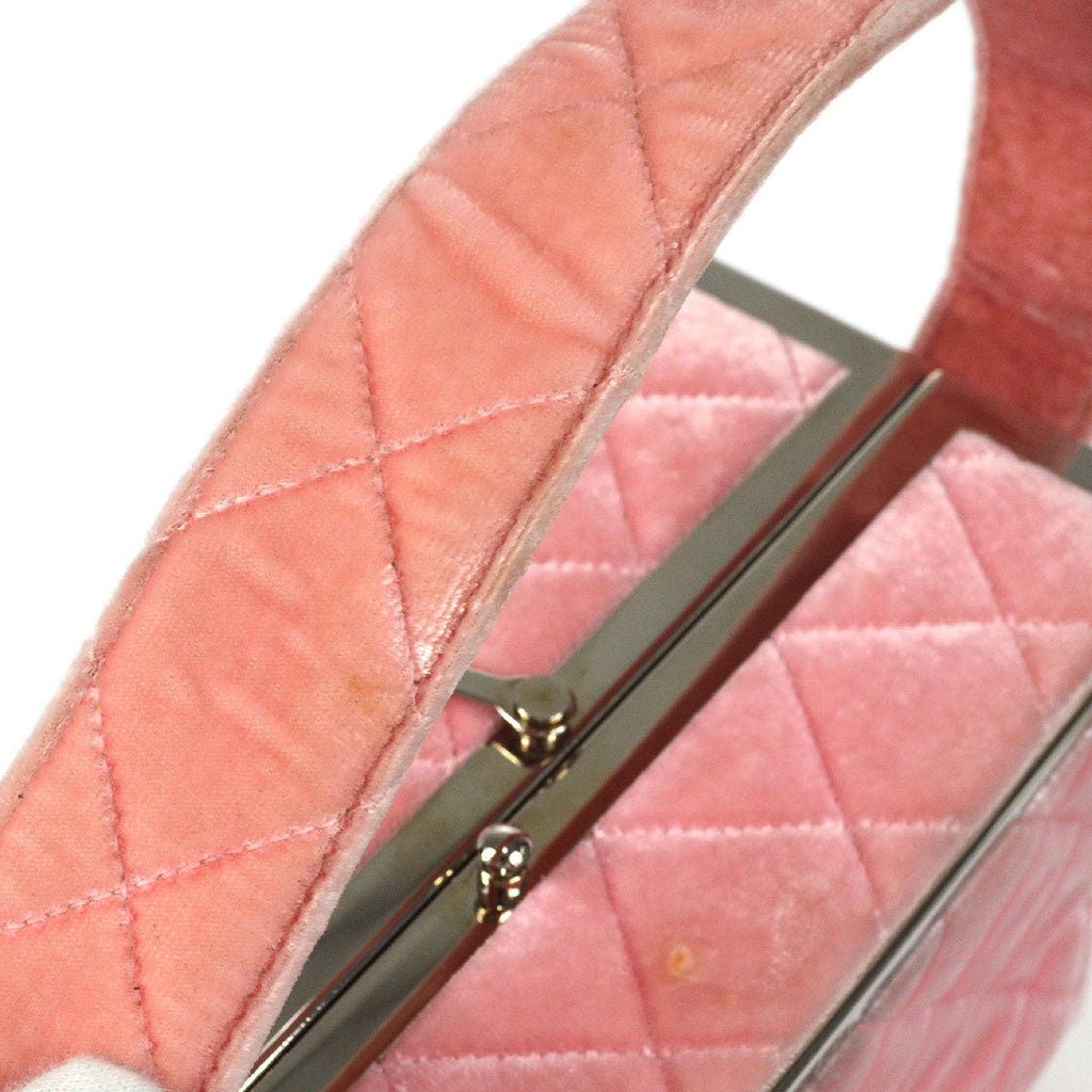 CHANEL Vanity Handbag Velvet Pink