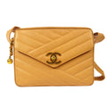 CHANEL Bias Stitch Shoulder Bag Beige Caviar
