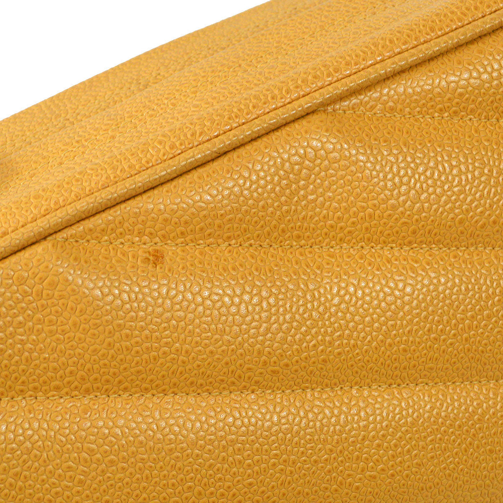 CHANEL Bias Stitch Shoulder Bag Beige Caviar