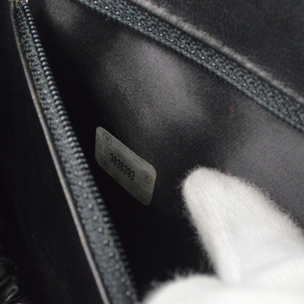 CHANEL 2way Cosmetic Vanity Shoulder Handbag Black Caviar