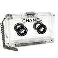 CHANEL * Cassette Tape Chain Clutch Party Bag Clear Plastic