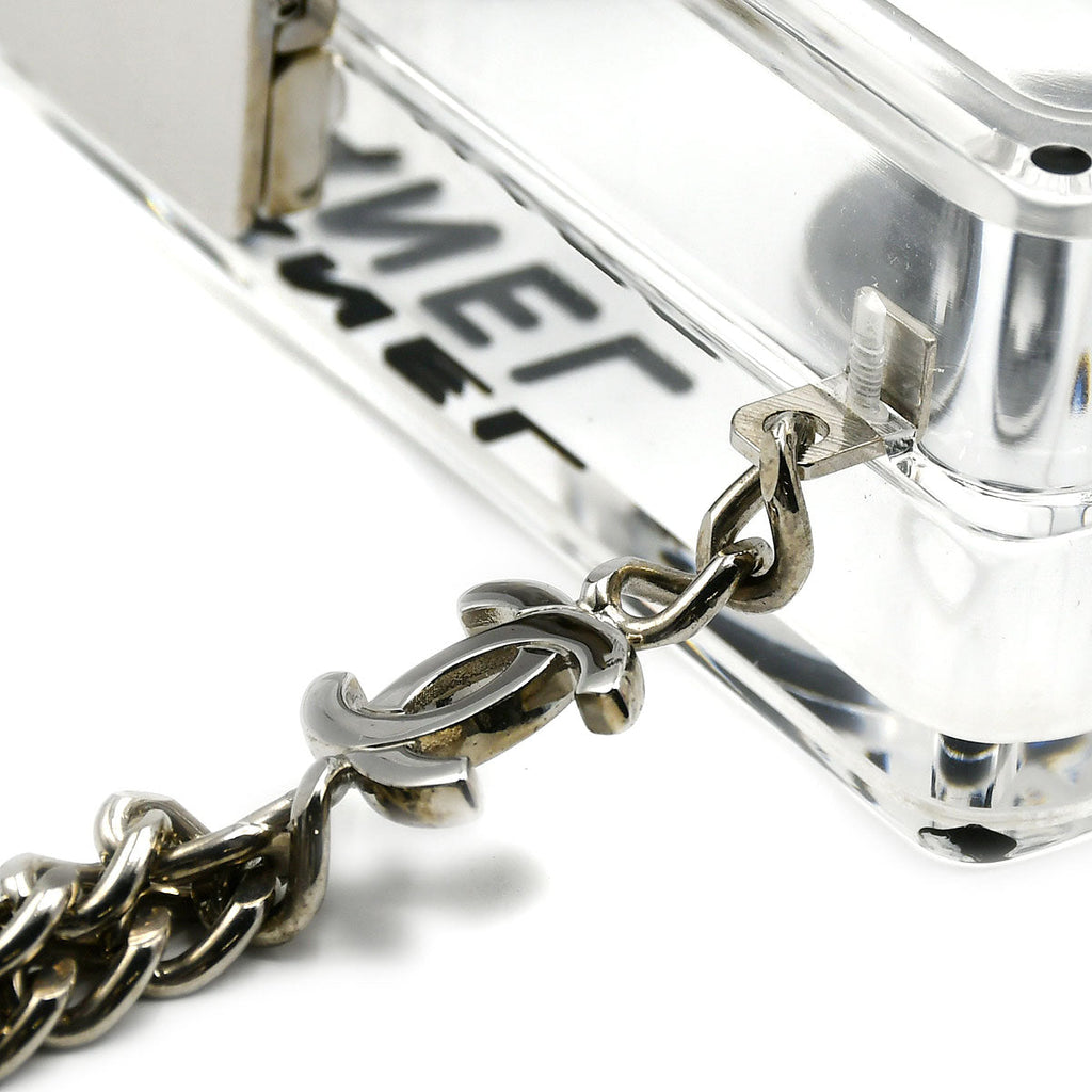 CHANEL * Cassette Tape Chain Clutch Party Bag Clear Plastic