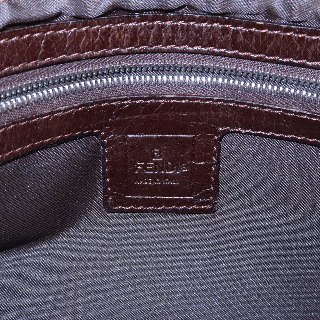FENDI Zucca Canvas Leather Shoulder Bag Brown Black 26566
