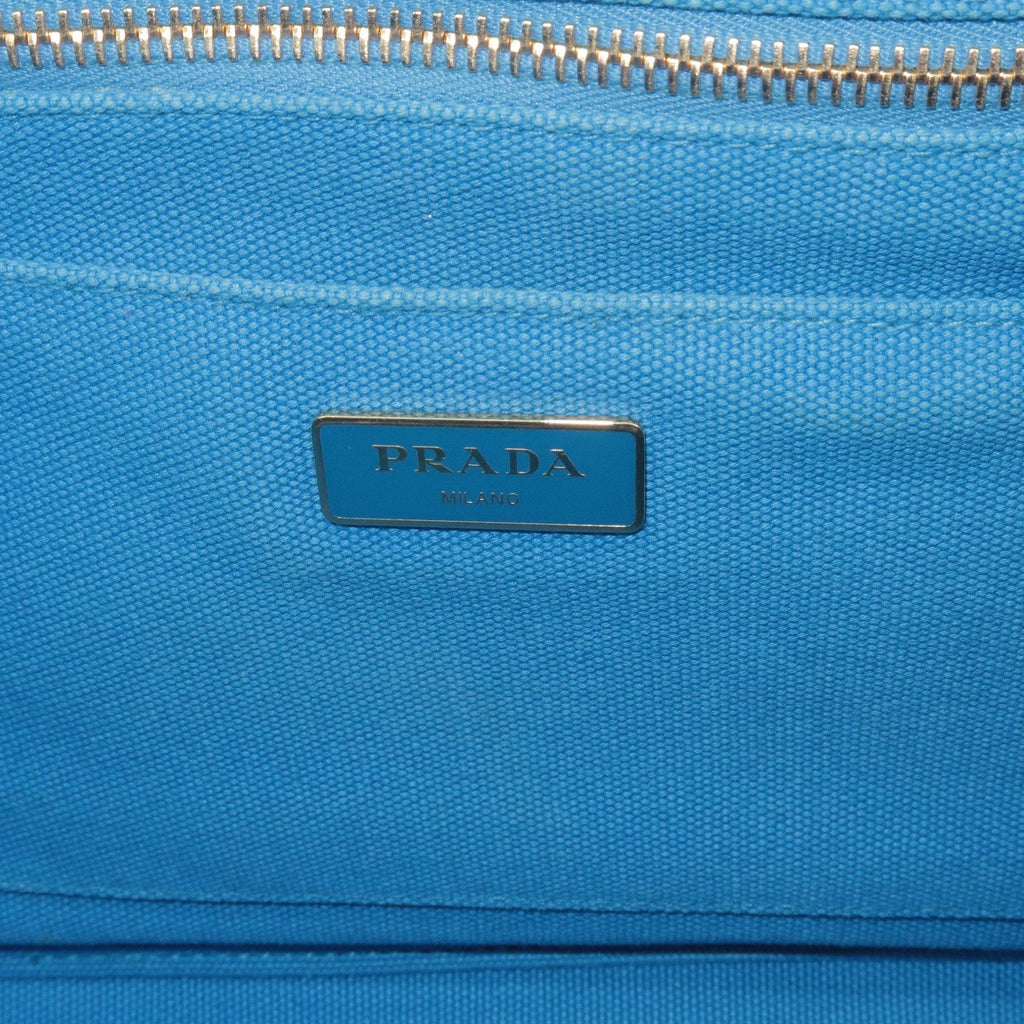 Prada Canapa Canvas 2Way Hand Bag Tote Bag Blue 1BG642