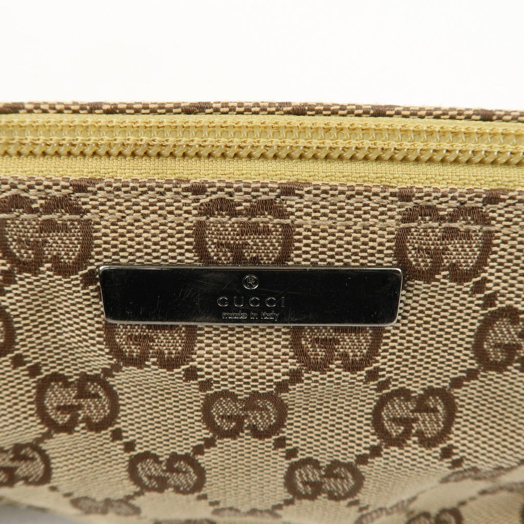 GUCCI Set of 2 Boat Bag GG Canvas Leather Pouch Hand Bag 07198