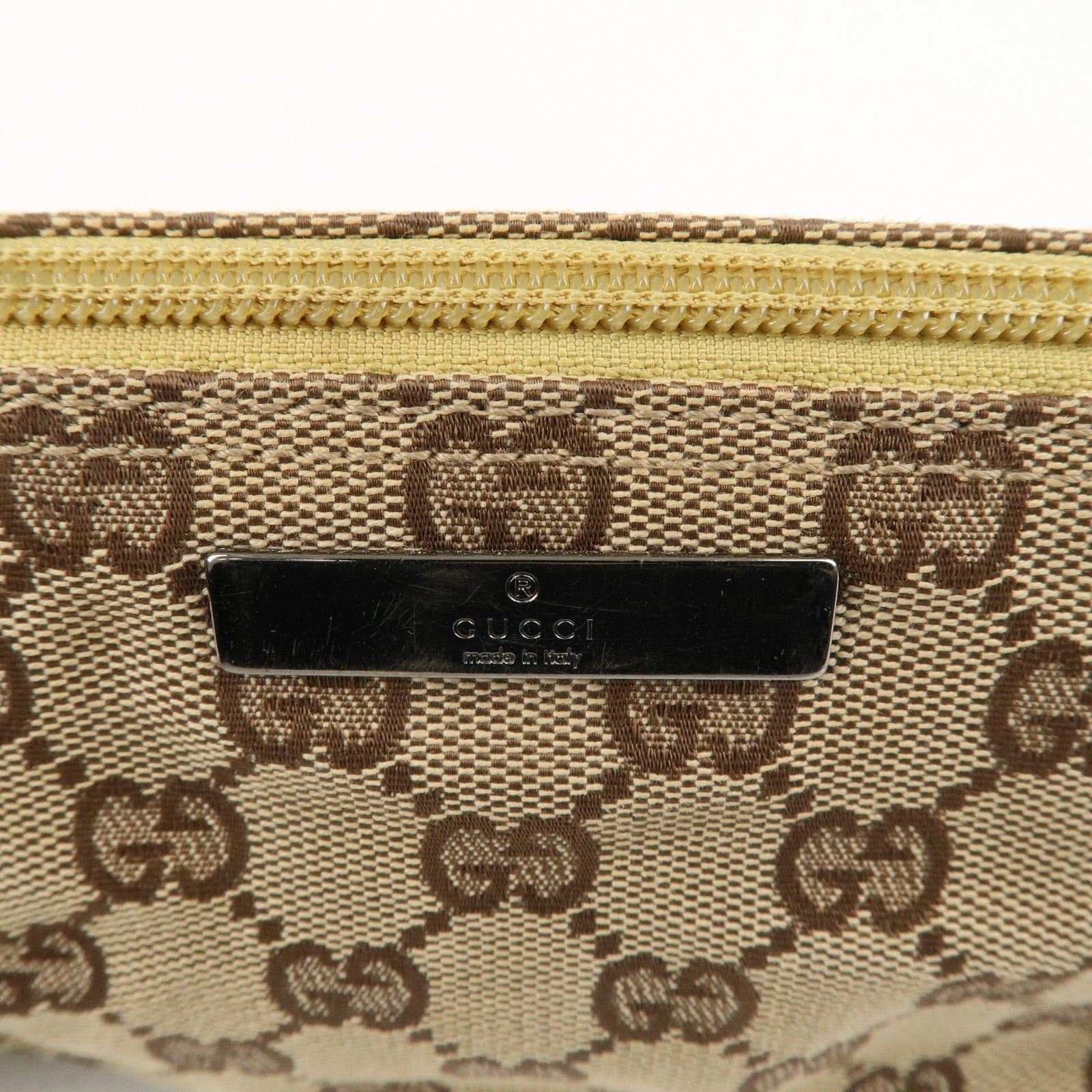 GUCCI Set of 2 Boat Bag GG Canvas Leather Pouch Hand Bag 07198