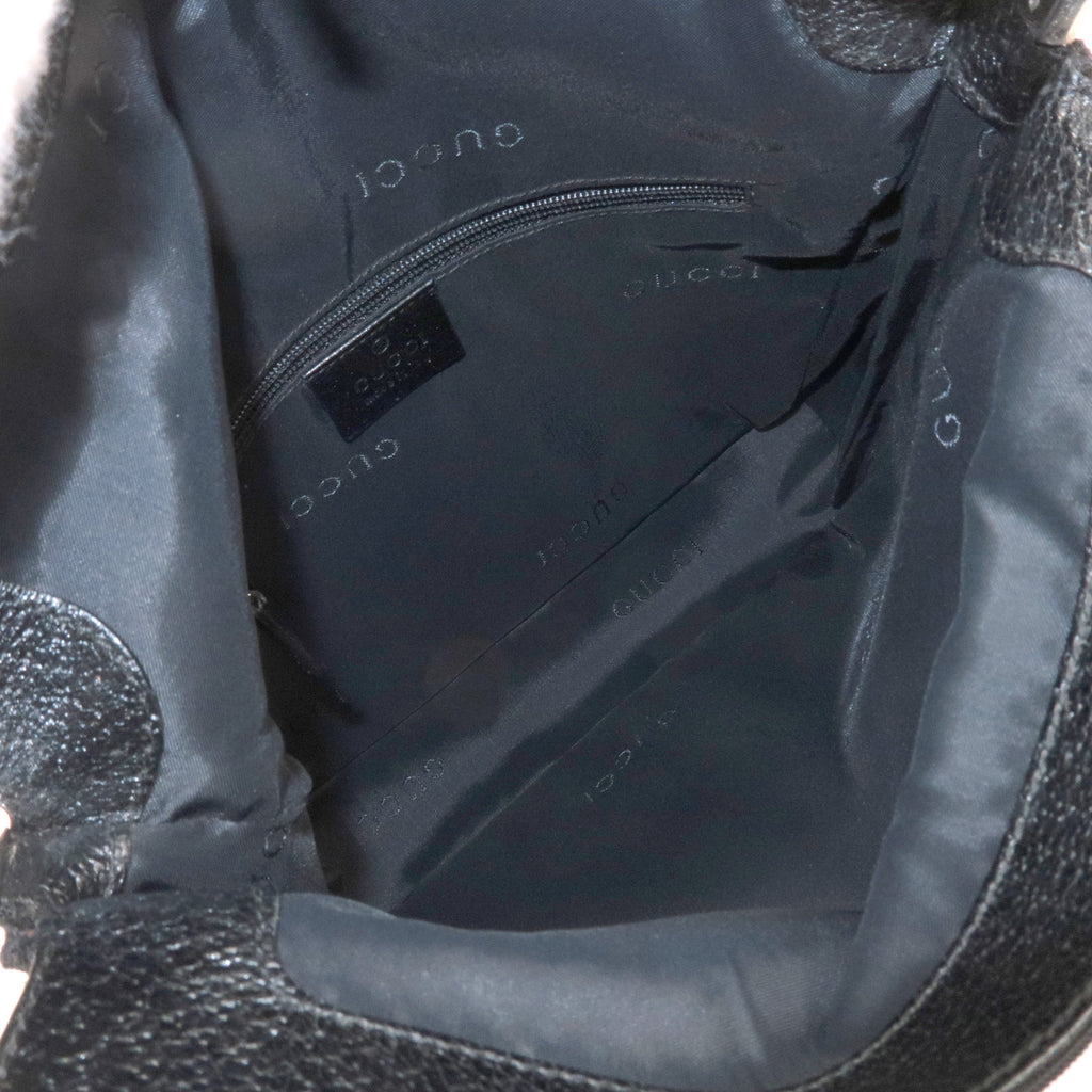GUCCI Jackie Canvas Leather Shoulder Bag Hand Bag Black 00.3734