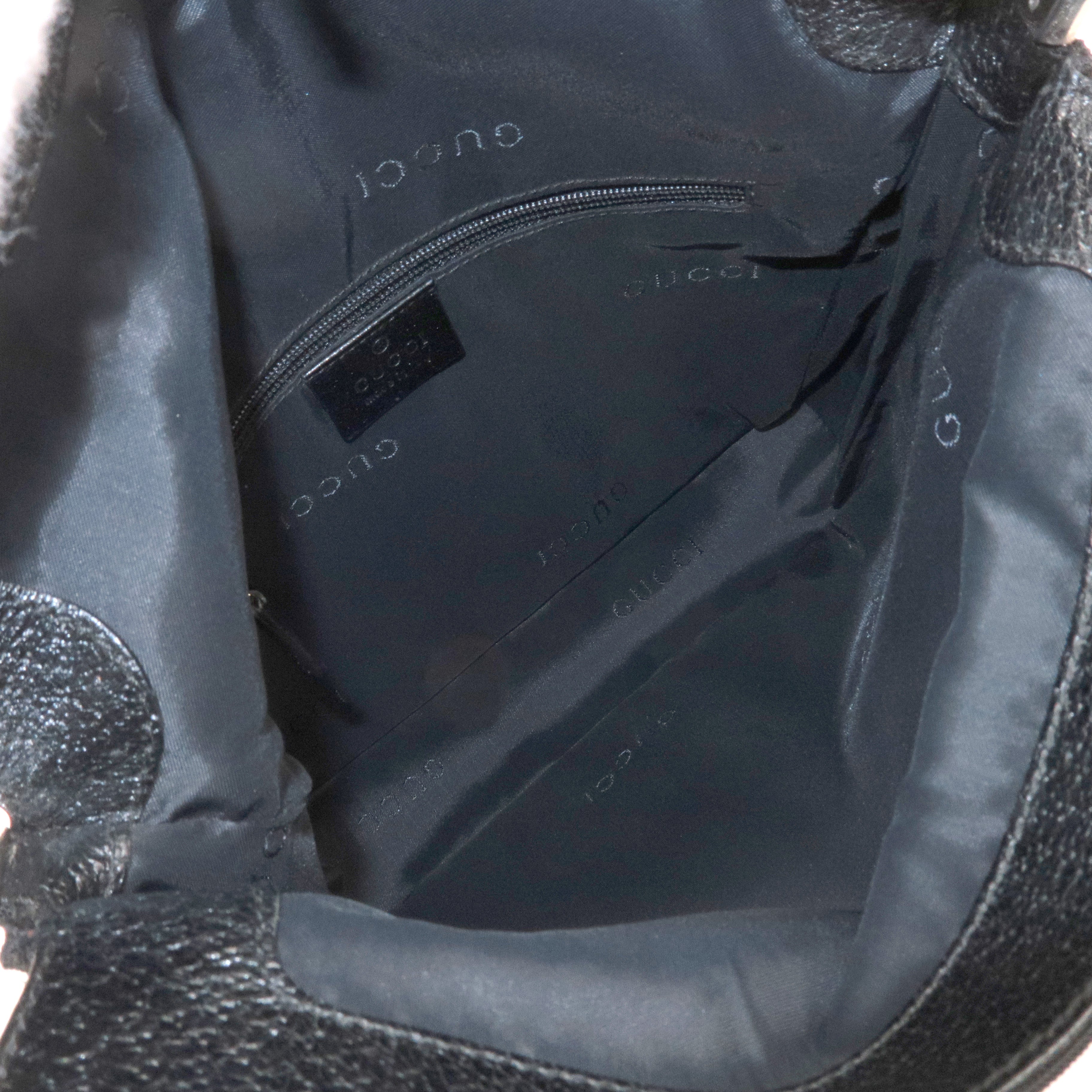 GUCCI Jackie Canvas Leather Shoulder Bag Hand Bag Black 00.3734