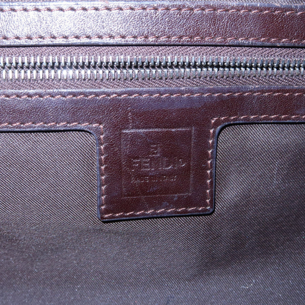 FENDI Zucca Canvas Leather Shoulder Bag Brown Black 26569