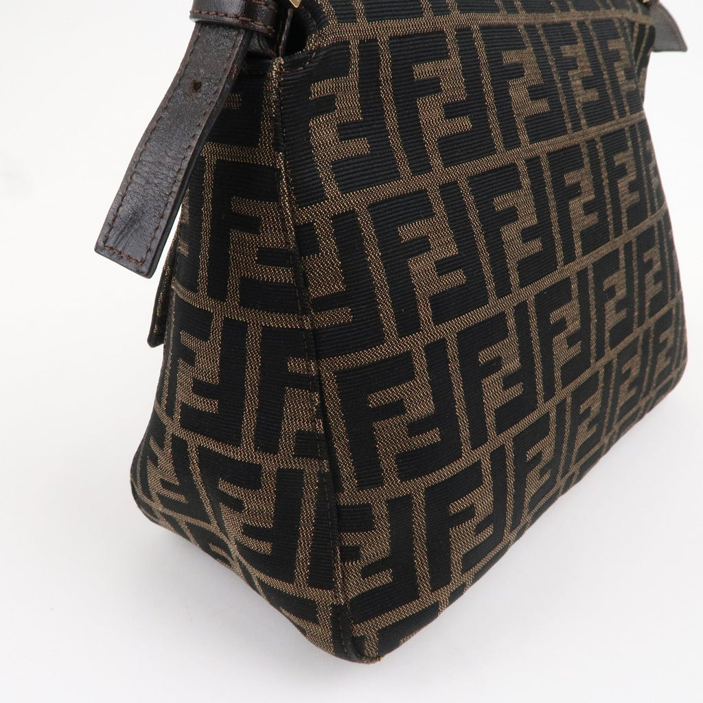 FENDI Mamma Baguette Zucca Canvas Leather Shoulder Bag 26325