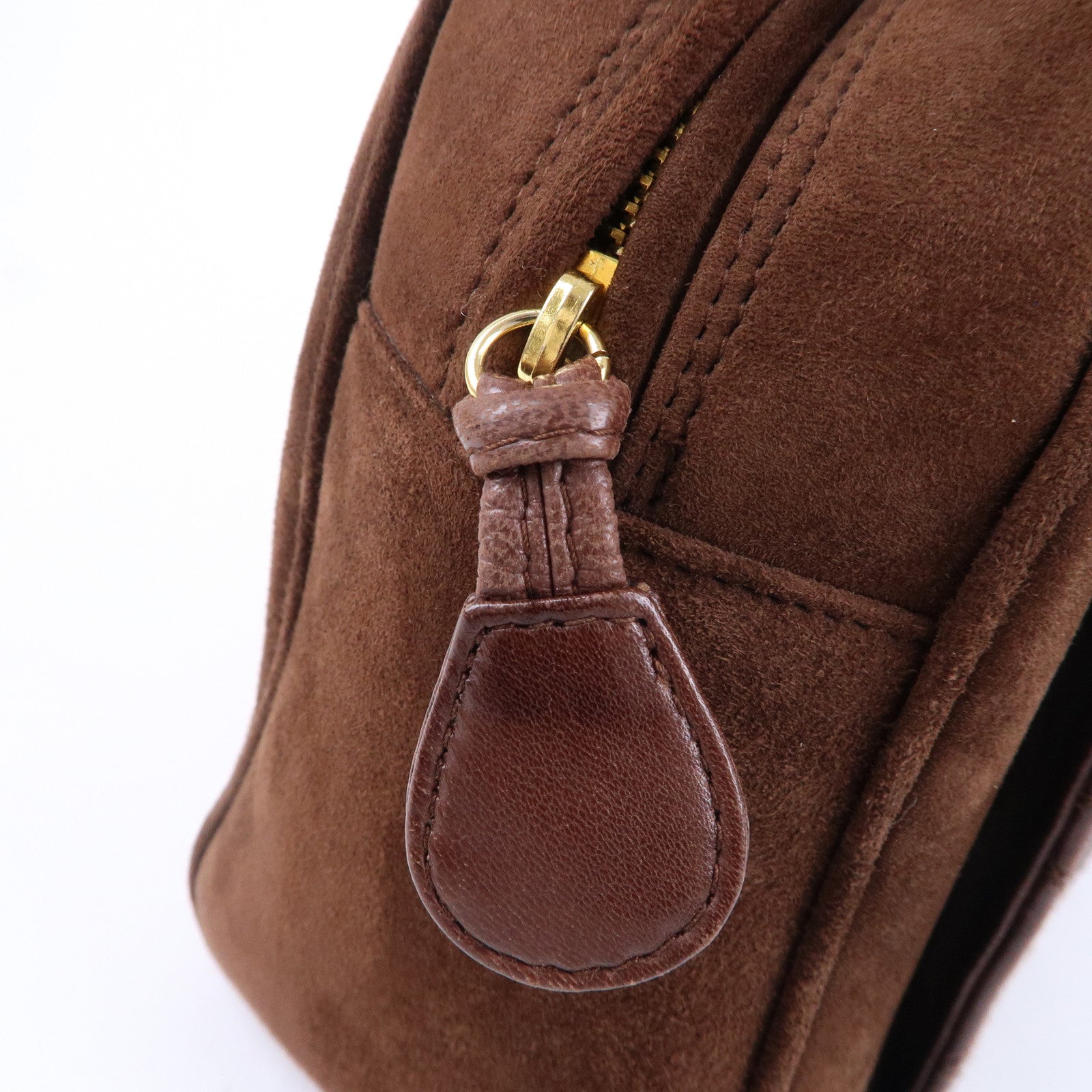 Christian Dior Cannage Suede Leather Hand Bag Brown