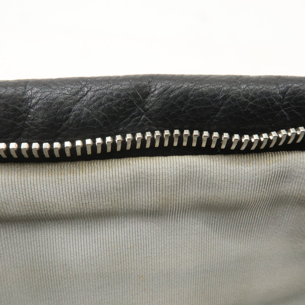 CHANEL Leather Chain Shoulder Bag Hand Bag Black Silver HDW