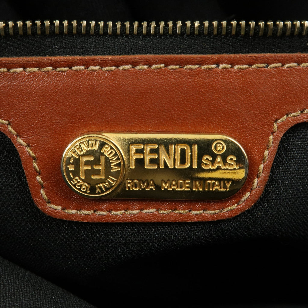 FENDI Pequin PVC Leather Tote Bag Khaki Black Brown
