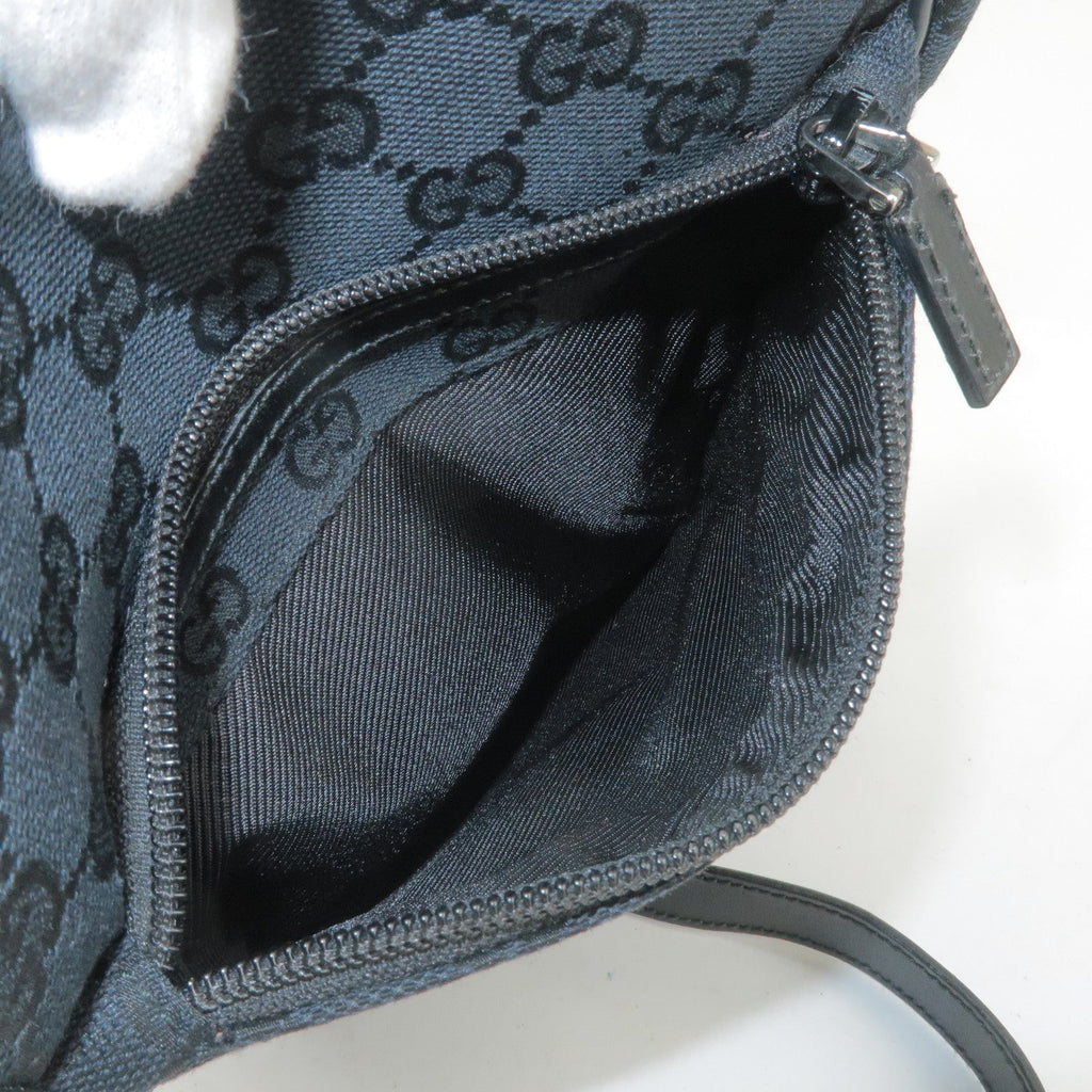 GUCCI GG Canvas Leather Shoulder Bag Hand Bag Black 018 1612