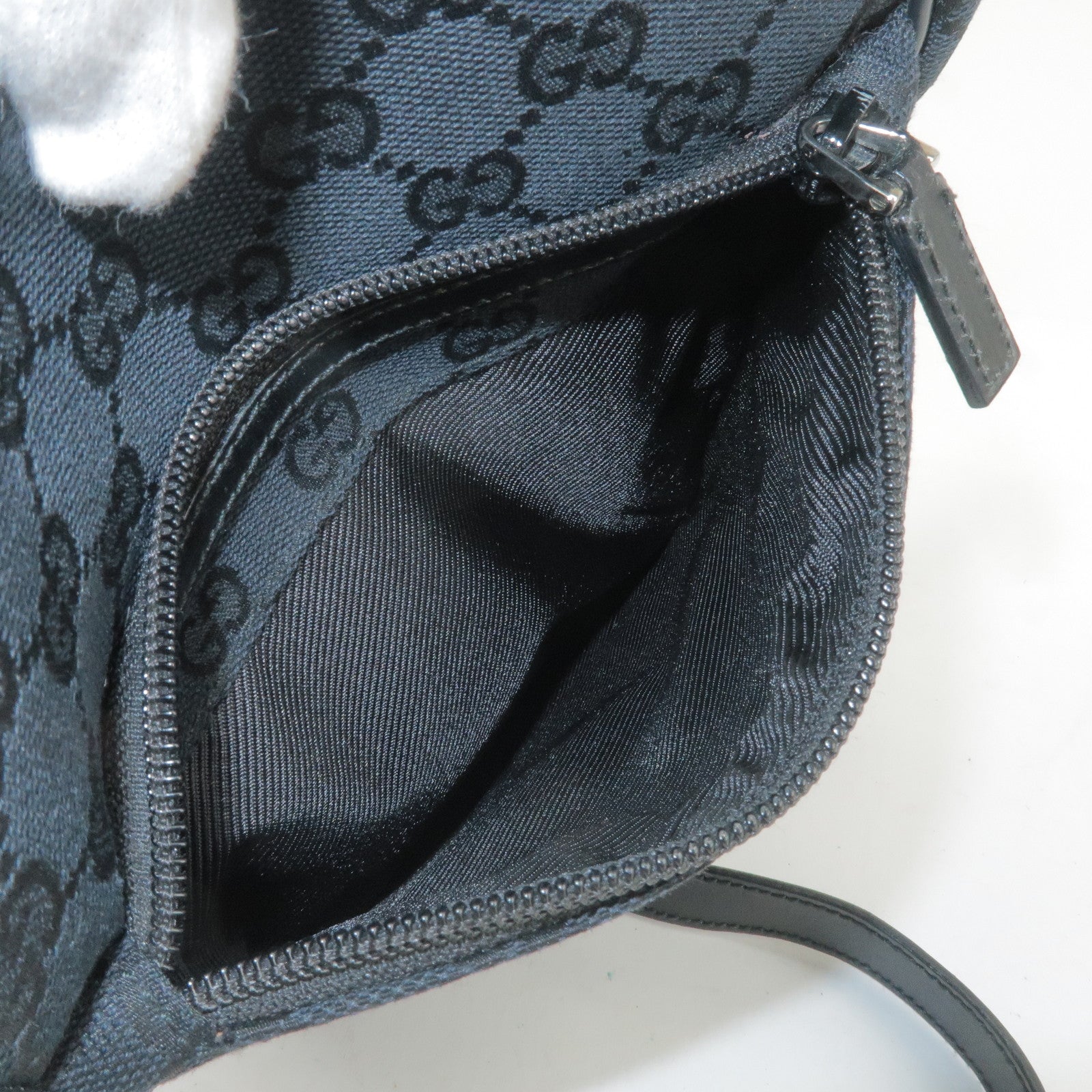 GUCCI GG Canvas Leather Shoulder Bag Hand Bag Black 018 1612