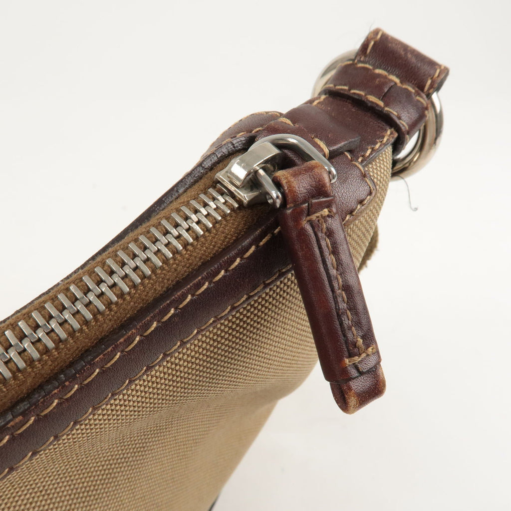 Prada Logo Jacquard Leather Shoulder Bag Beige Brown BT0533