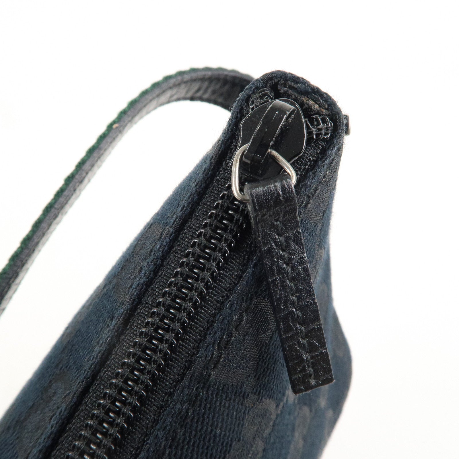 GUCCI Boat Bag Sherry GG Canvas Leather Pouch Black 141809