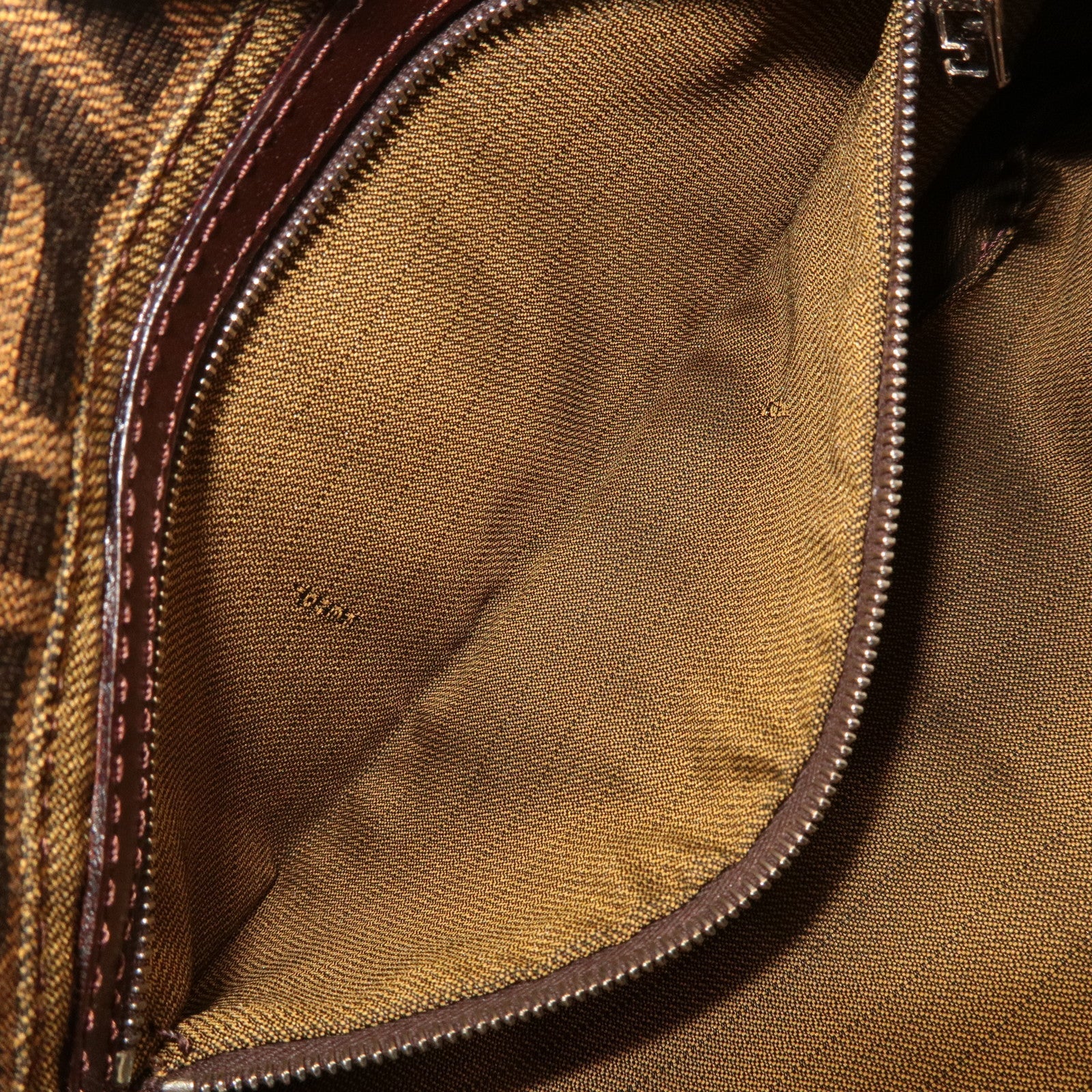 FENDI Mamma Baguette Zucca Canvas Leather Shoulder Bag Brown 26424
