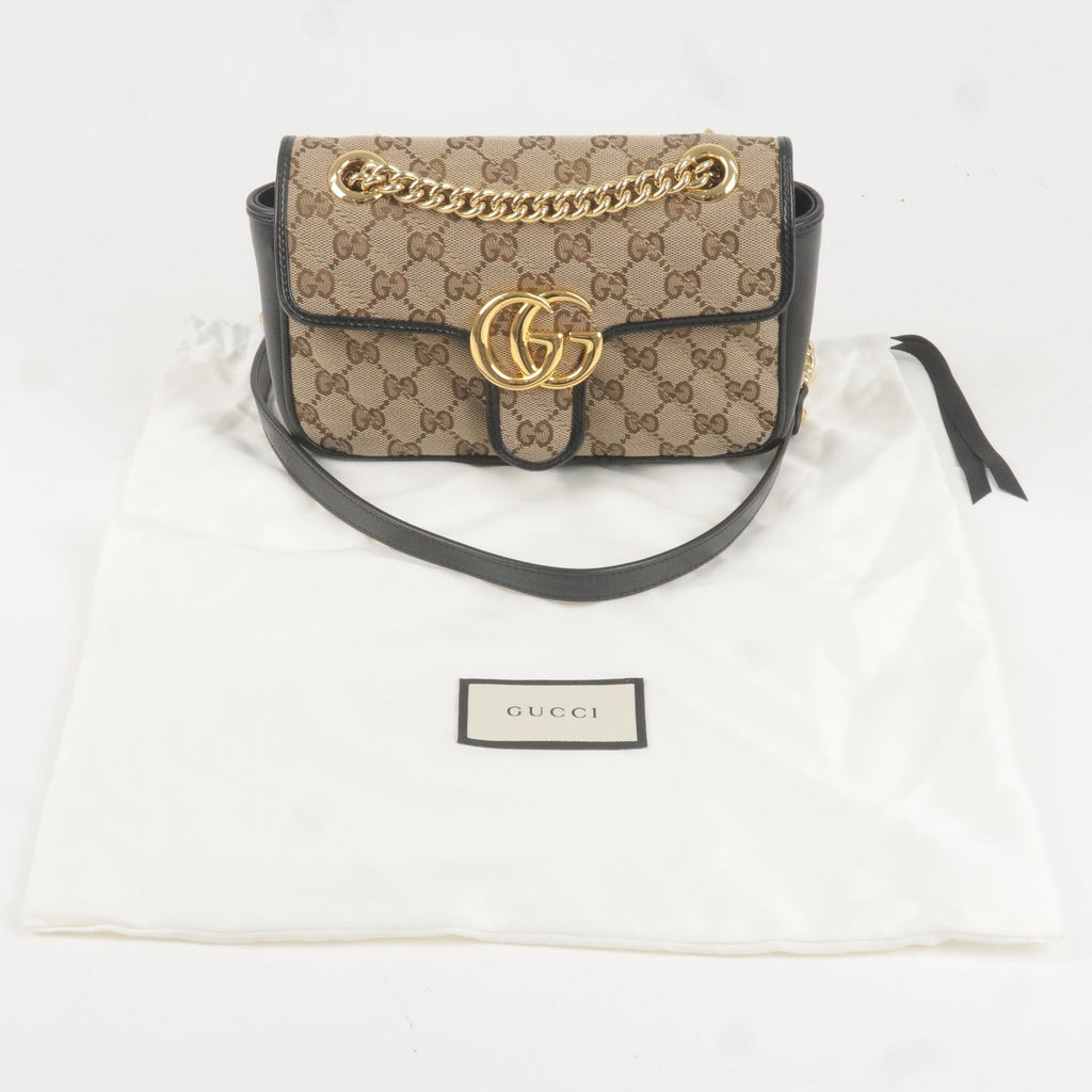 GUCCI GG Marmont GG Canvas Leather Chain Shoulder Bag 446744