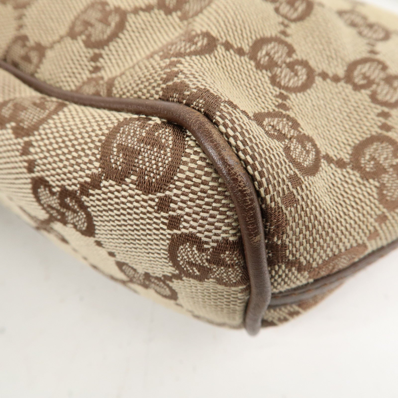 GUCCI Set of 2 Boat Bag GG Canvas Leather Hand Bag 07198