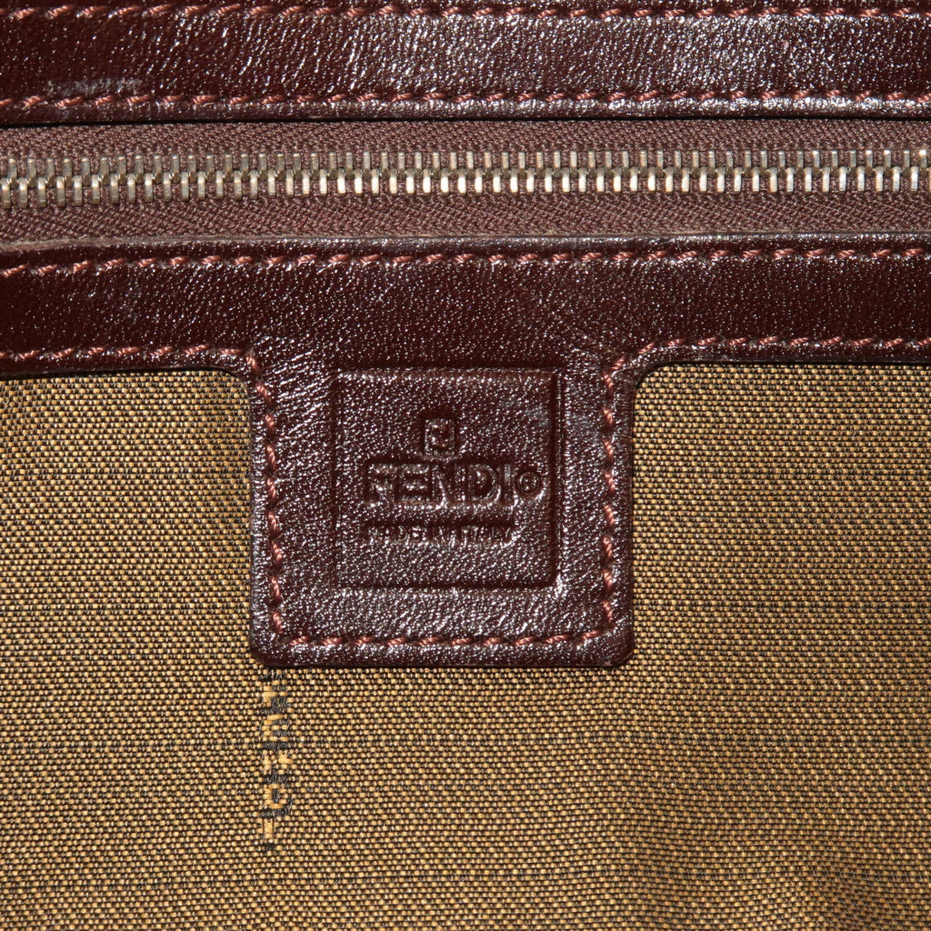 FENDI Mamma Baguette Zucca Canvas Leather Bag Brown 26424