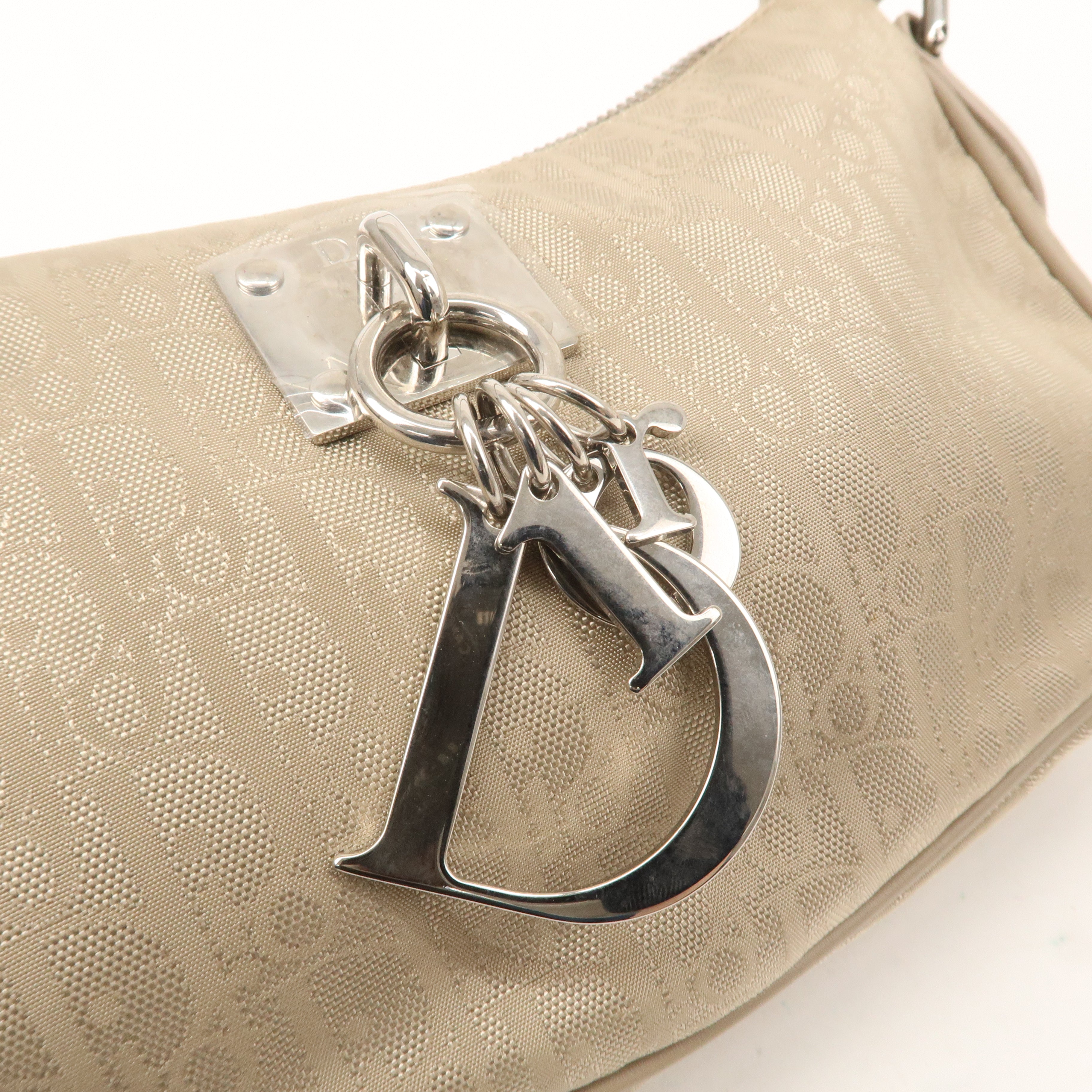 Christian Dior Trotter Nylon Leather Shoulder Bag Beige
