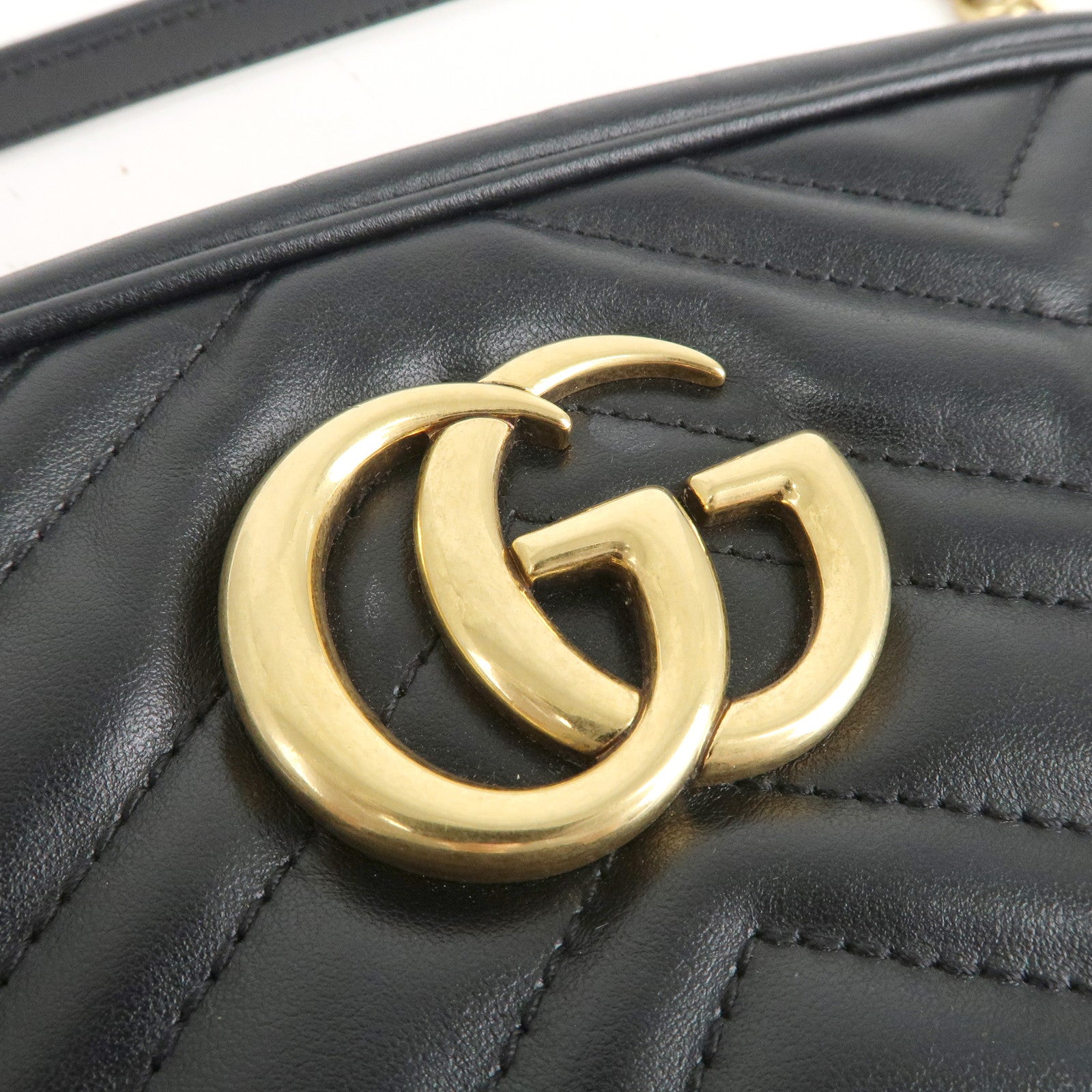 GUCCI GG Marmont Leather Chain Shoulder Bag Crossbody Black 447632