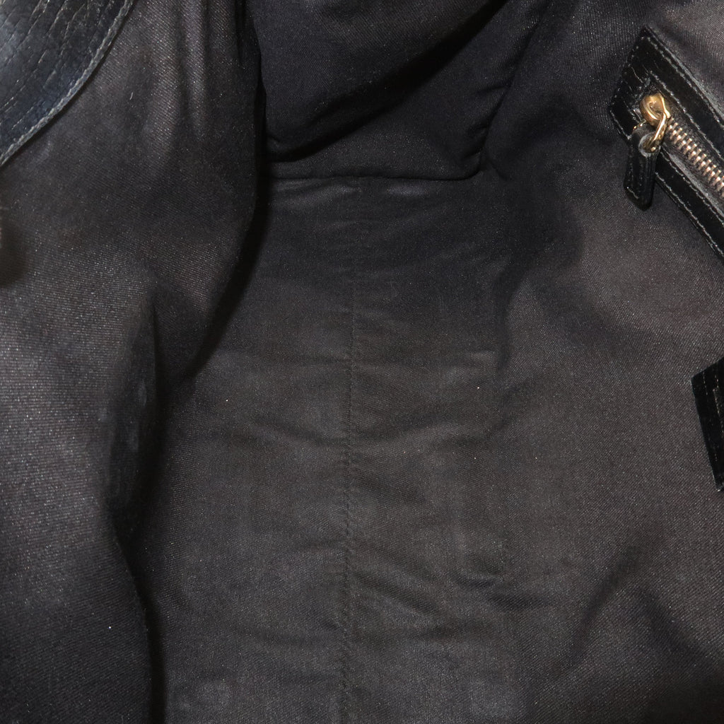 GUCCI Sherry GG Canvas Leather Shoulder Bag Black 130995