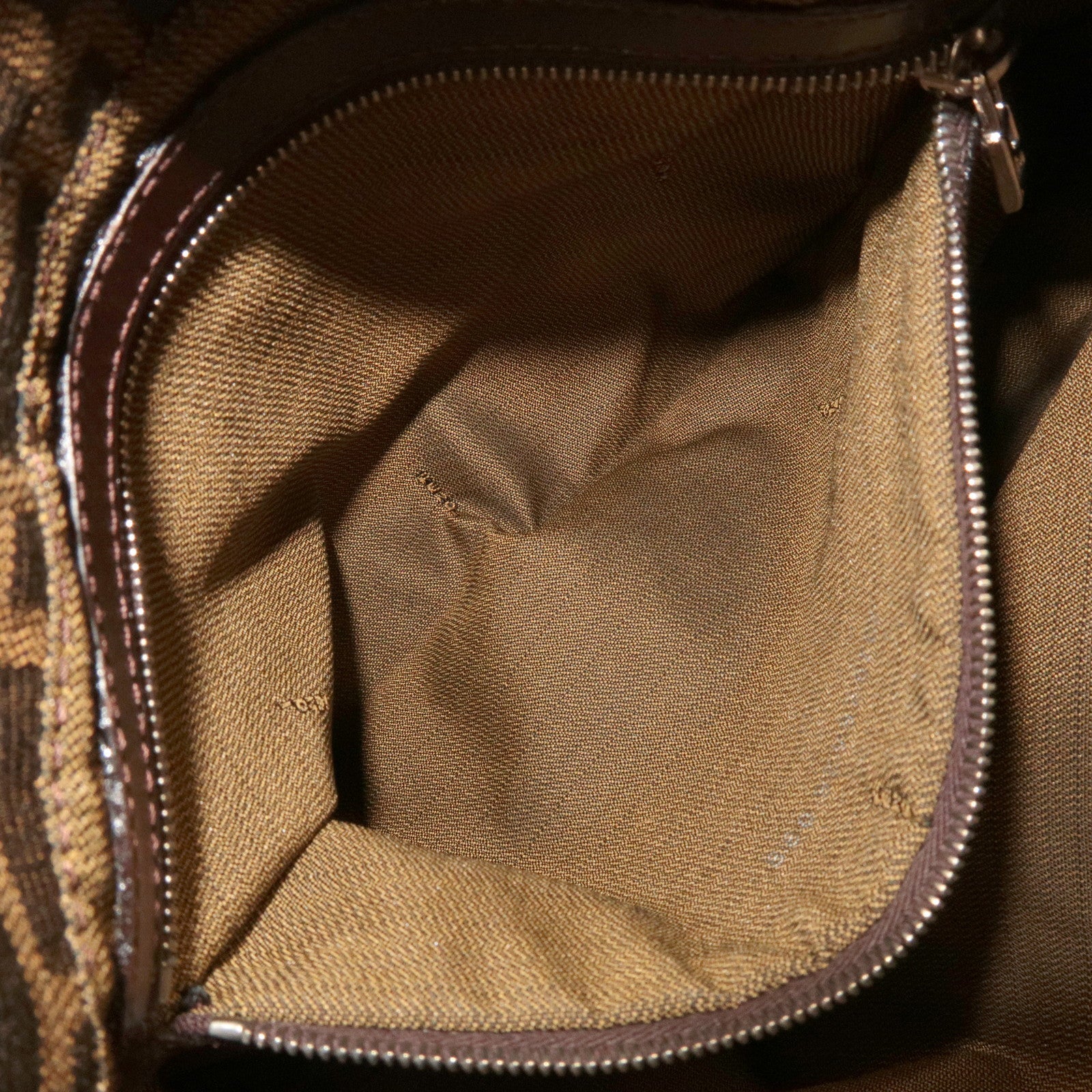 FENDI Zucca Canvas Leather Shoulder Bag Brown Black 26426