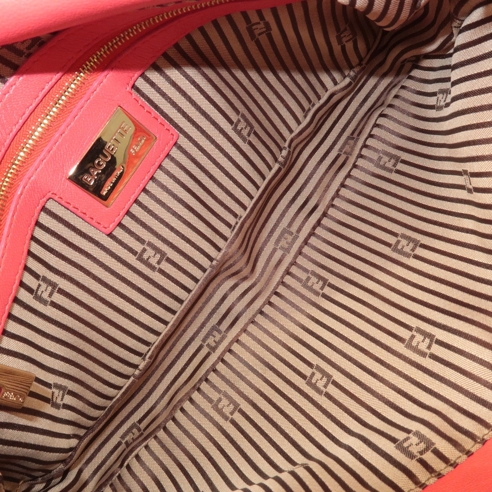 FENDI Mamma Baguette Leather Hand Bag Shoulder Bag Pink 8BR600