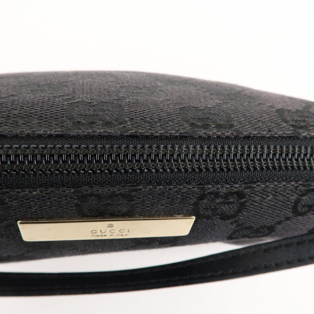 GUCCI Boat Bag GG Monogram Canvas Leather Pouch Black 039.1103