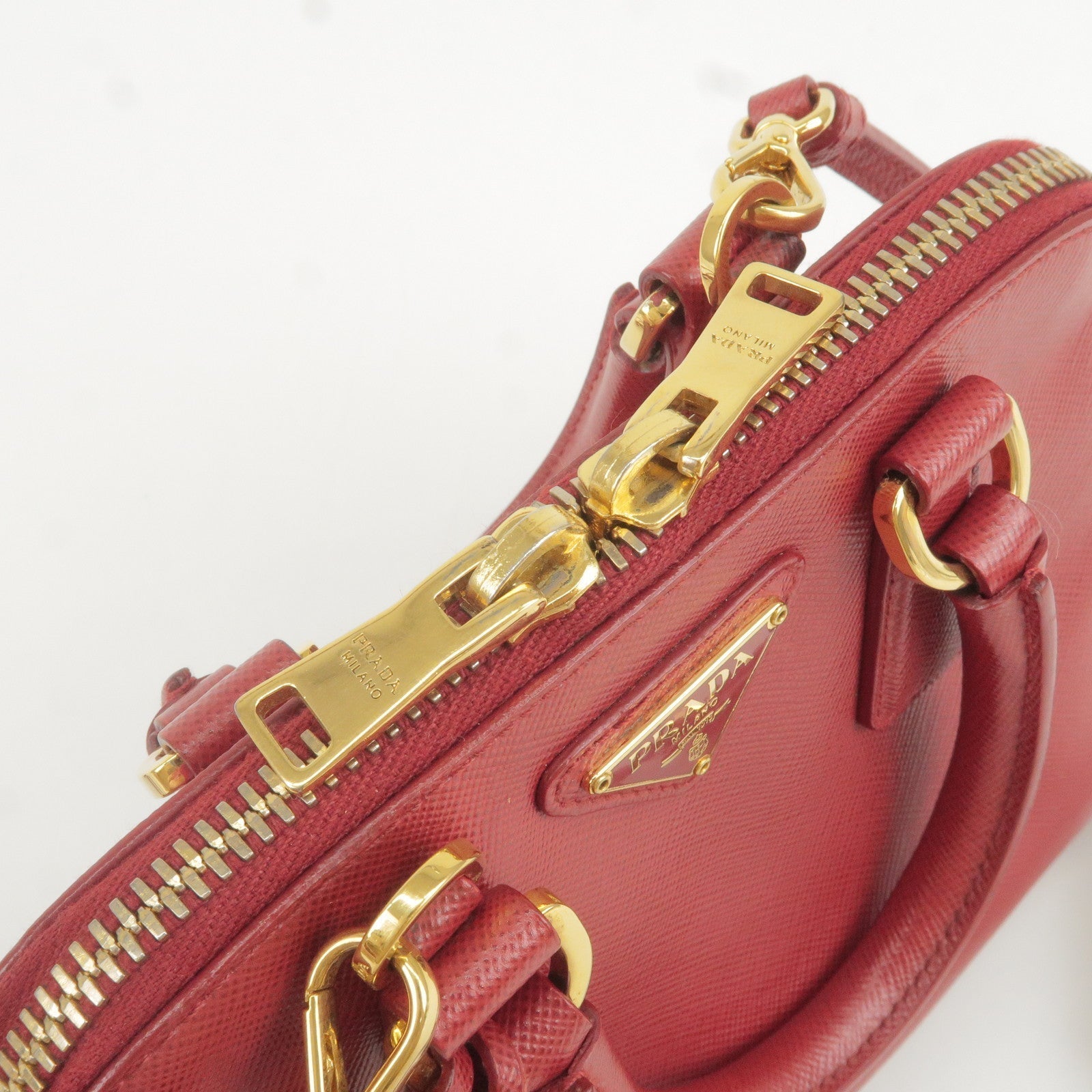 Prada Leather Promenade Mini 2Way Bag Shoulder Bag Red BL0851