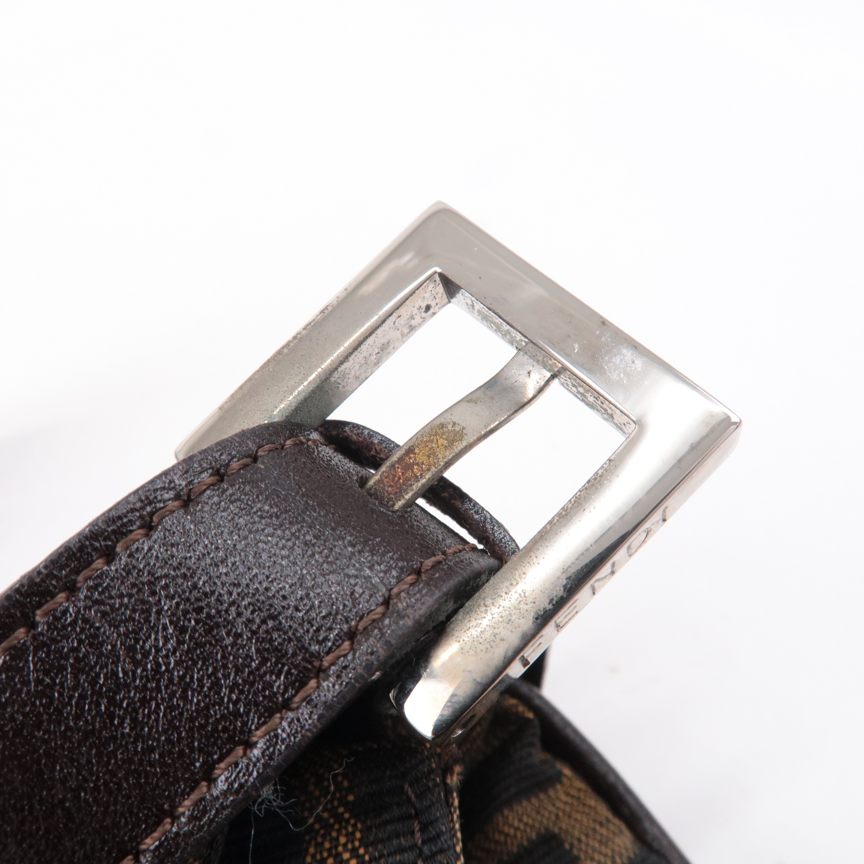 FENDI Zucca Canvas Leather Shoulder Bag Brown 83164900012