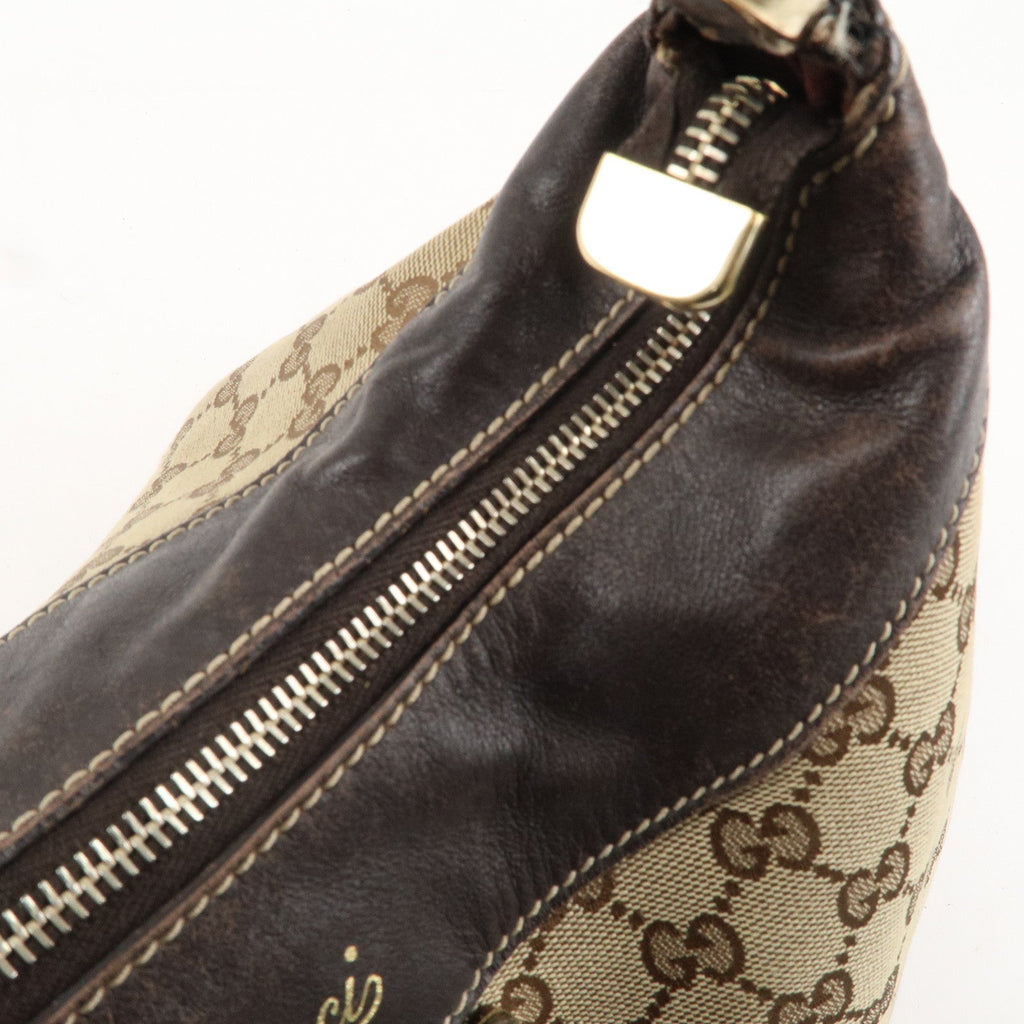 GUCCI Abbey GG Canvas Leather Shoulder Bag Beige Gold 189833