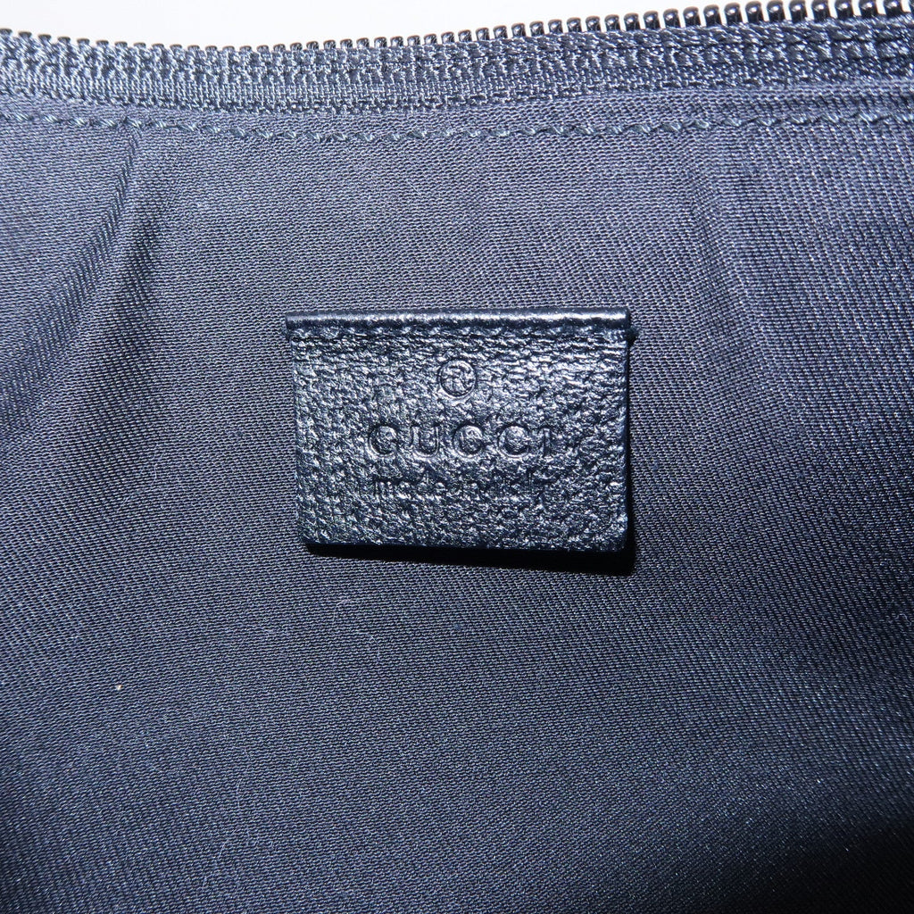 GUCCI GG Canvas Leather Hand bag Accessory Pouch Black 154432