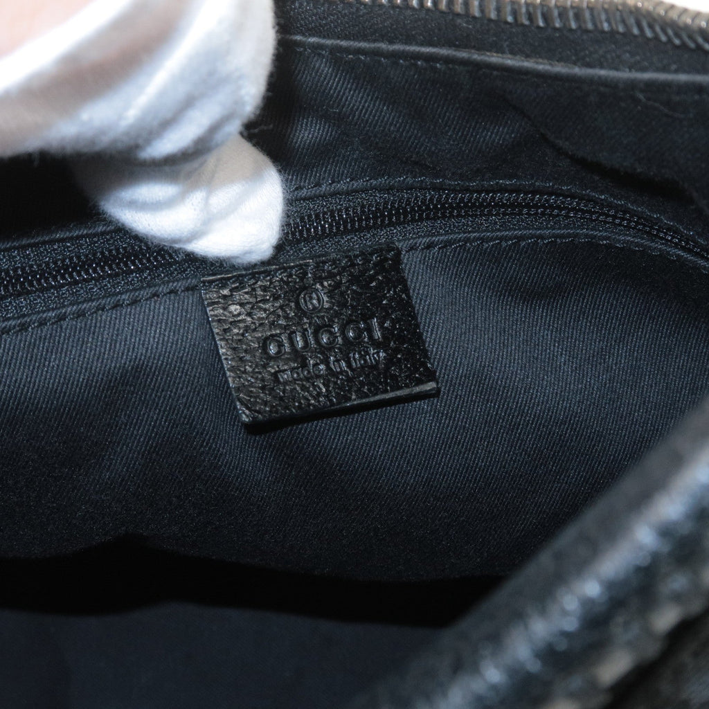 GUCCI GG Monogram Canvas Leather Shoulder Bag Black 115003