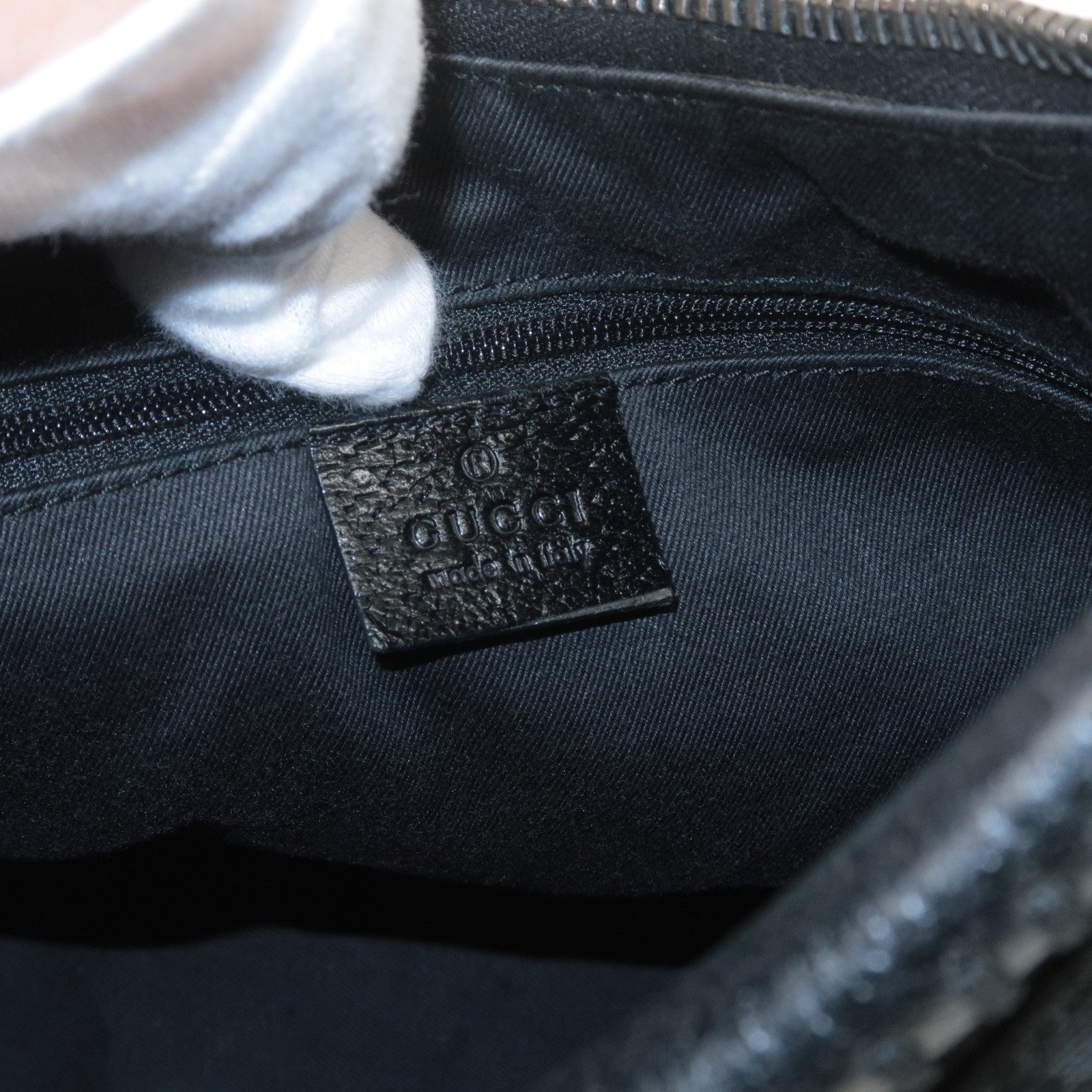 GUCCI GG Monogram Canvas Leather Shoulder Bag Black 115003