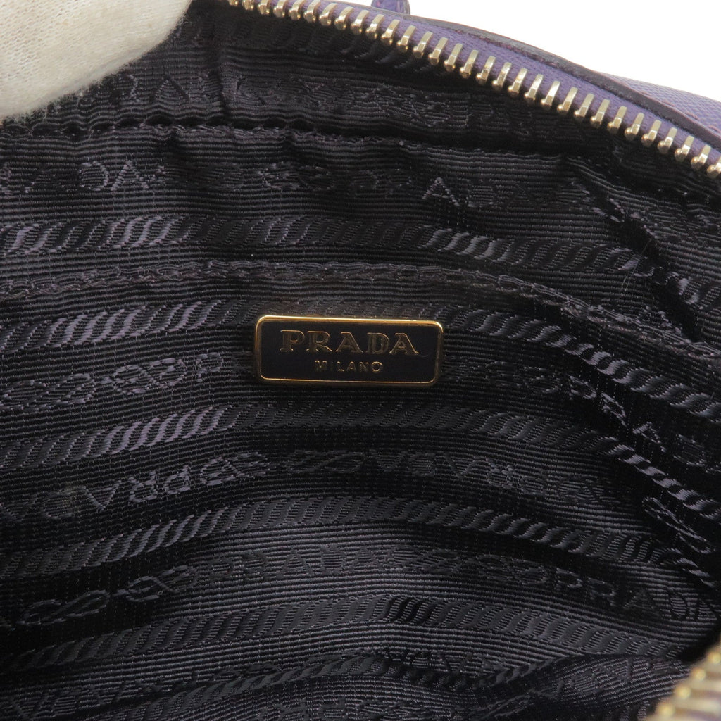 Prada Logo Leather Mini Shoulder Bag 2Way Bag Pouch Purple
