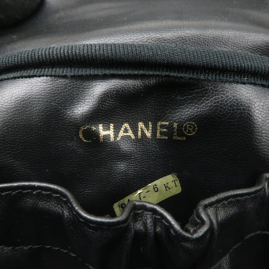 CHANEL Bicolore Lamb Skin Vanity Bag Cosmetic Pouch Black A01618