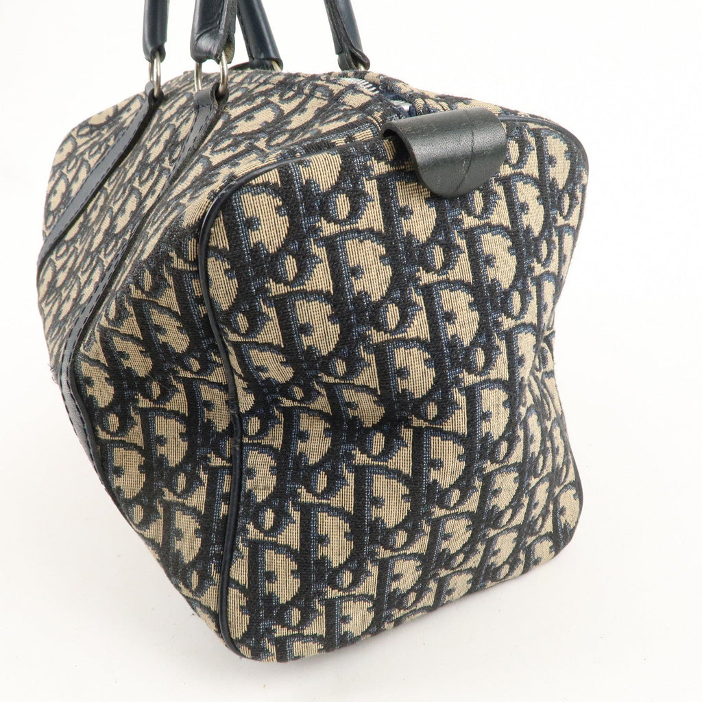 Christian Dior Trotter Canvas Leather Boston Bag Navy