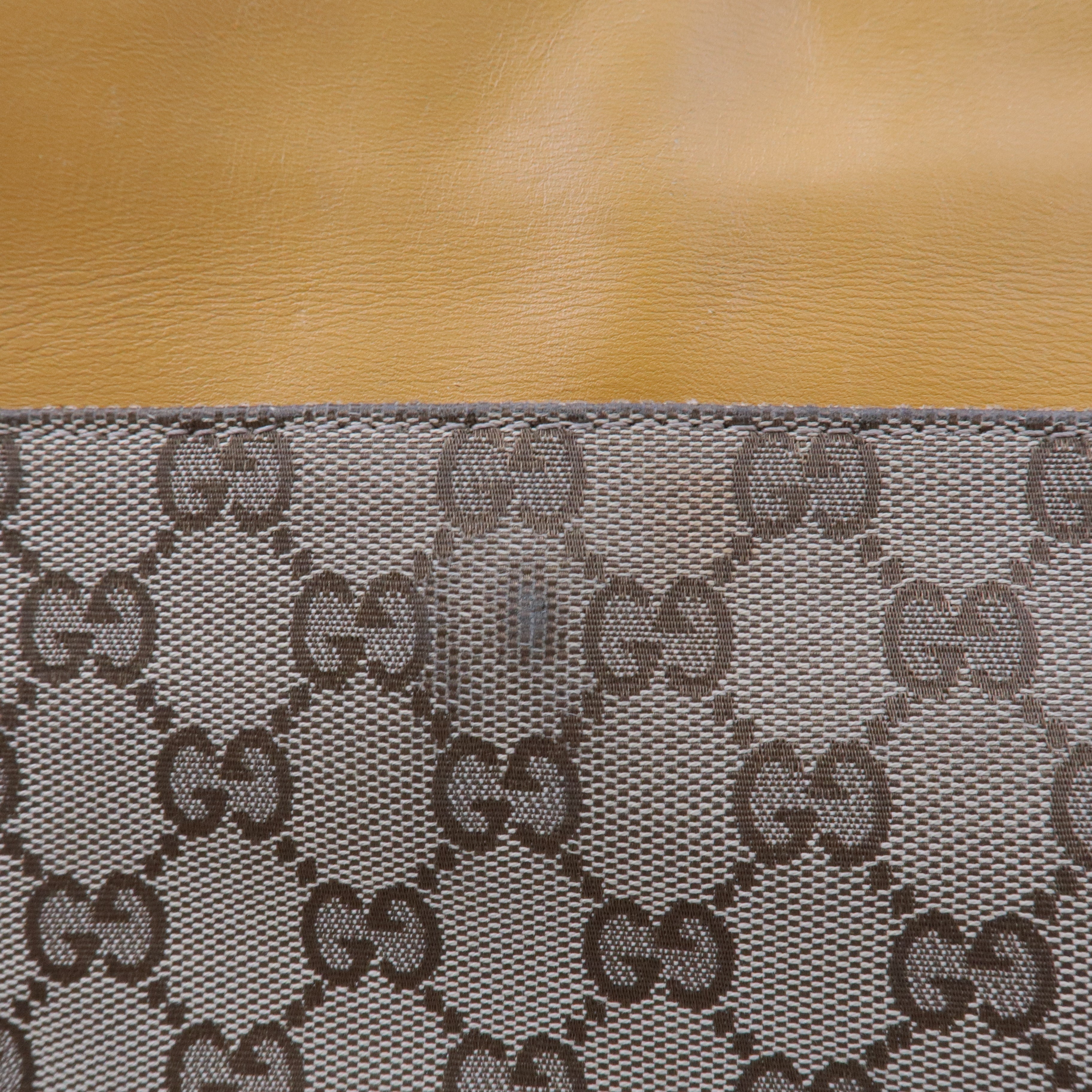 GUCCI GG Canvas Leather Shoulder Bag Beige Brown Yellow 308452