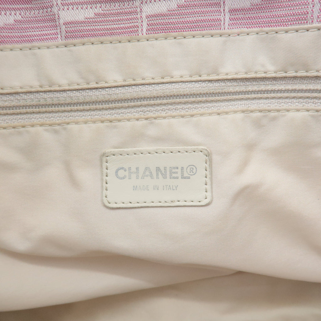 CHANEL New Travel Line Nylon Jacquard Leather Tote Bag MM A15991