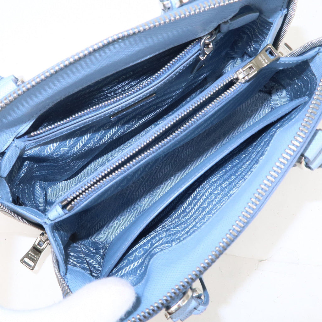 Prada Logo Leather 2Way Bag Hand Bag Shoulder Bag Blue 1BA838