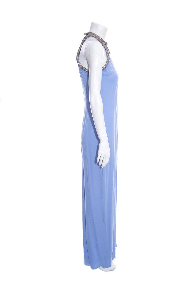 Gucci Perrywinkle Long Crystal Detail Gown SZ 40