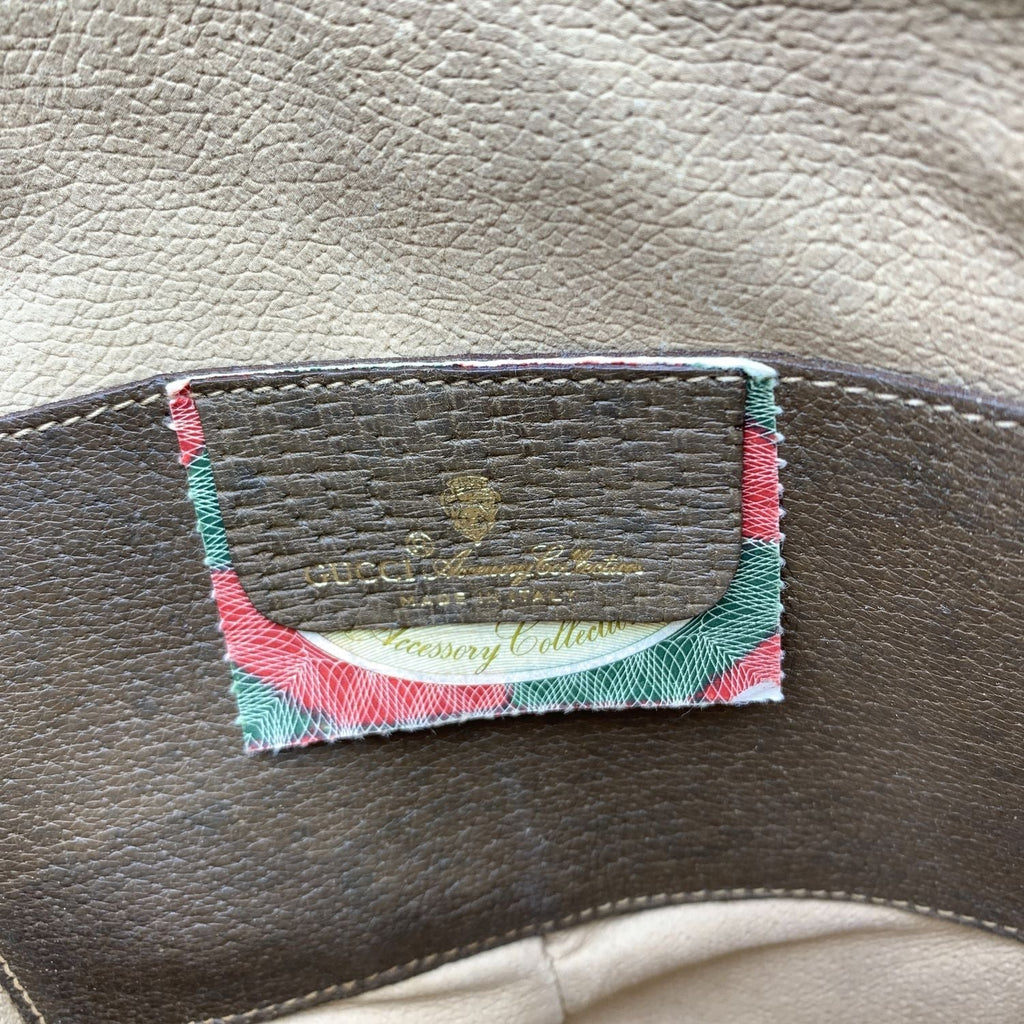 Gucci Vintage Beige Monogram Canvas Small Web Crossbody Bag