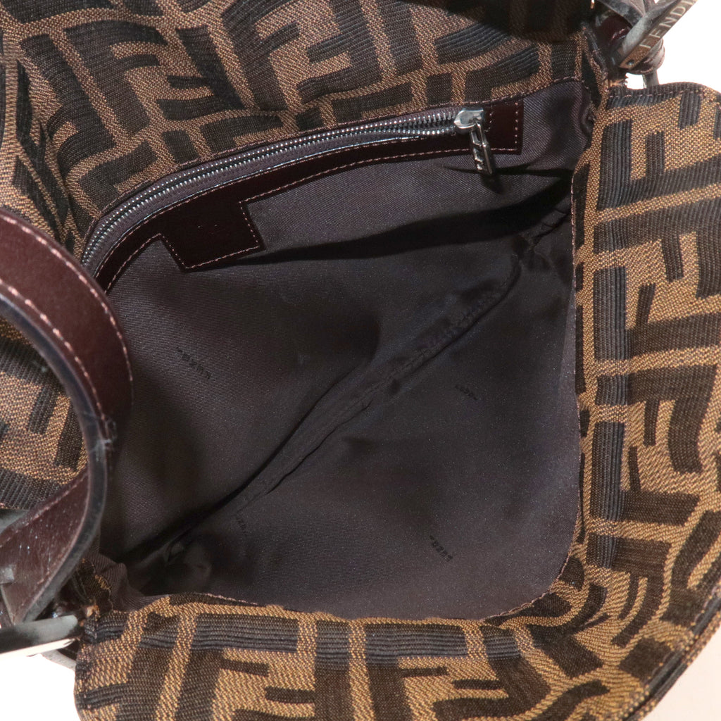 FENDI Zucca Canvas Leather Shoulder Bag Brown 83164900012