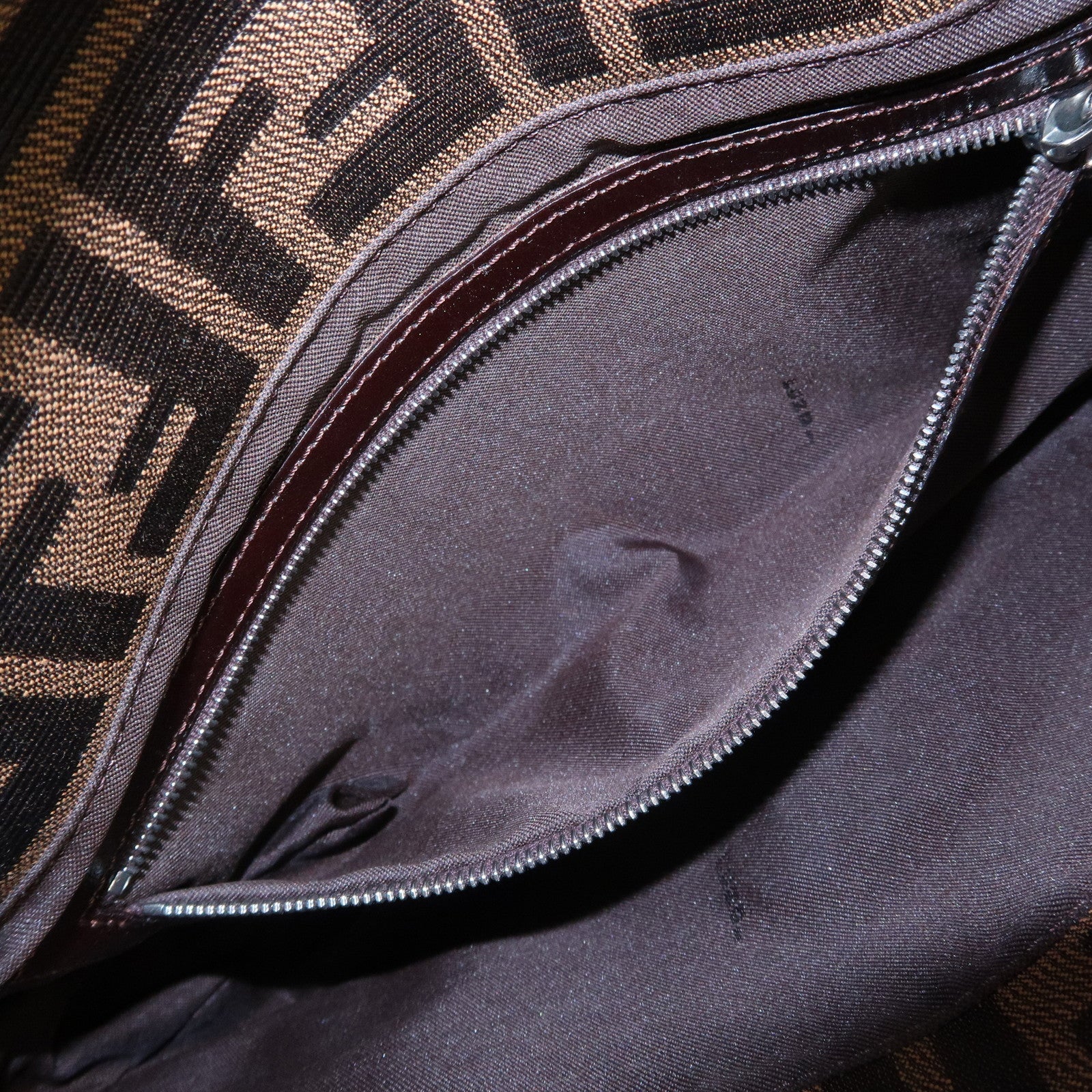 FENDI Zucca Mamma Baguette Canvas Leather Shoulder Bag 26424